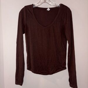 Brown Ribbed Long Sleeve